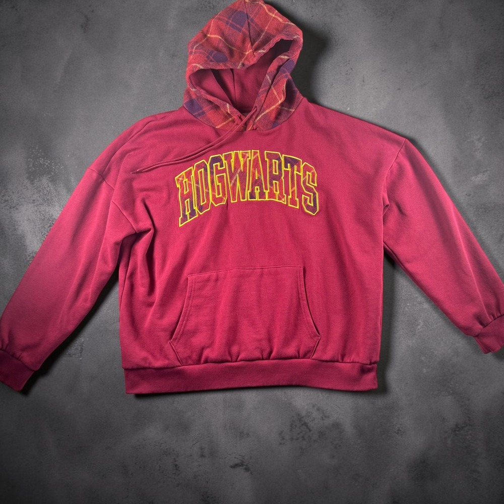 Harry Potter Hogwarts Plaid Hood Sweatshirt Wine Red XL LH42504FH